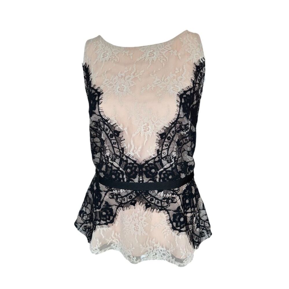 Loft Women's Black Lace Peplum Tank Top Size 2 Casual Spring